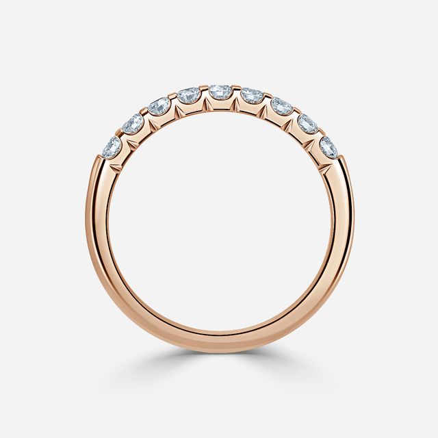 Shared Prong Set Rose Gold Wedding Ring