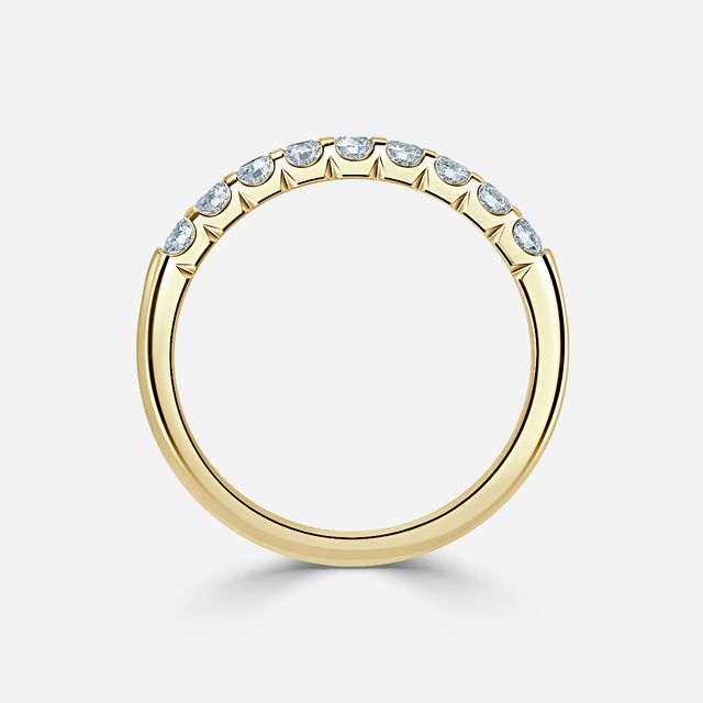 Shared Prong Set Yellow Gold Wedding Ring