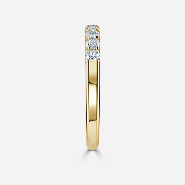 Shared Prong Set Yellow Gold Wedding Ring