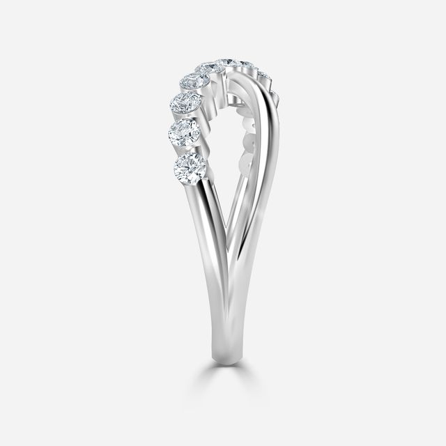 Crossover Shared Prong Platinum Wedding Ring