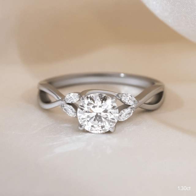 Vina White Gold Twisted Unique Engagement Ring