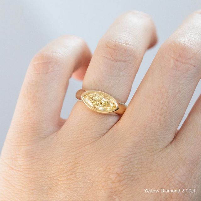 Bezel Set Men's Engagement Ring In Yellow Gold