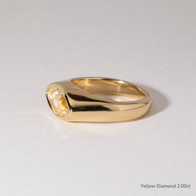 Bezel Set Men's Engagement Ring In Yellow Gold