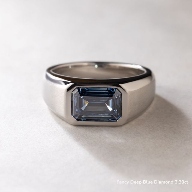 Bezel Set Men's Engagement Ring In White Gold