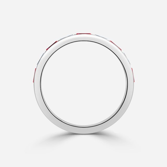 Ruby And Baguette Diamond White Gold Wedding Ring