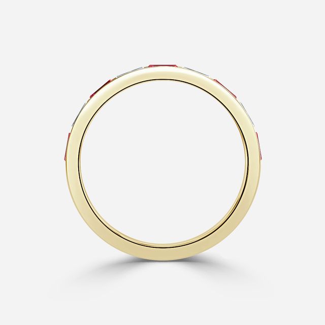 Ruby And Baguette Diamond Yellow Gold Wedding Ring