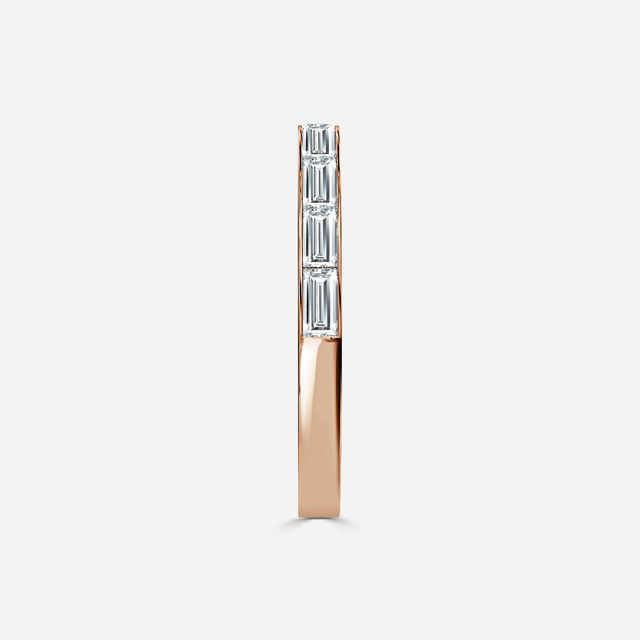 Baguette Diamond Rose Gold Wedding Ring