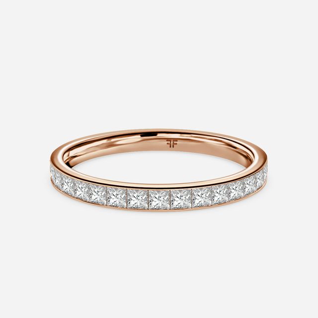 Princess Cut Diamond Rose Gold Wedding Ring