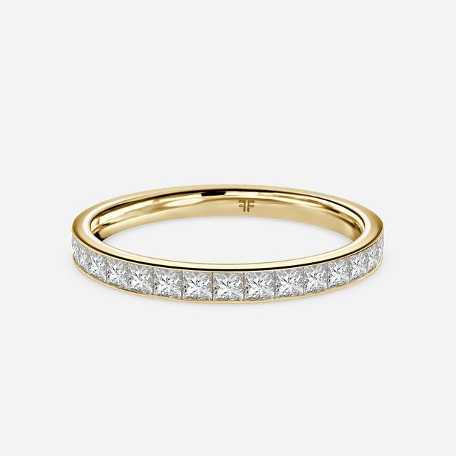 Princess Cut Diamond Yellow Gold Wedding Ring