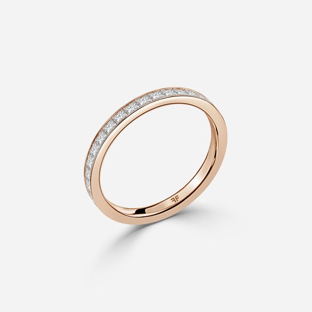 Princess Cut Diamond Rose Gold Wedding Ring