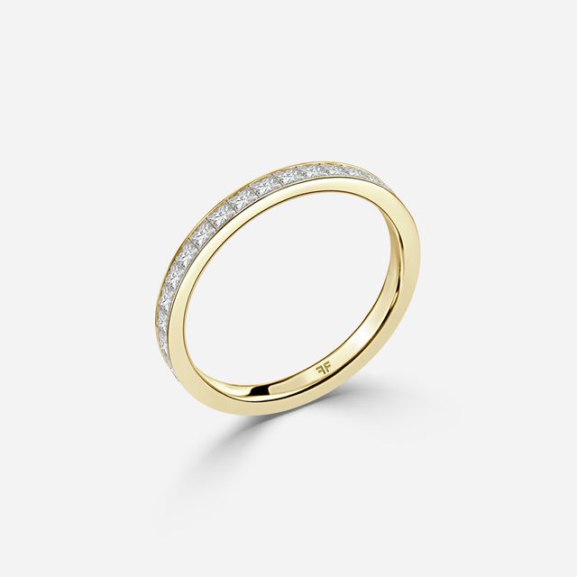 Princess Cut Diamond Yellow Gold Wedding Ring