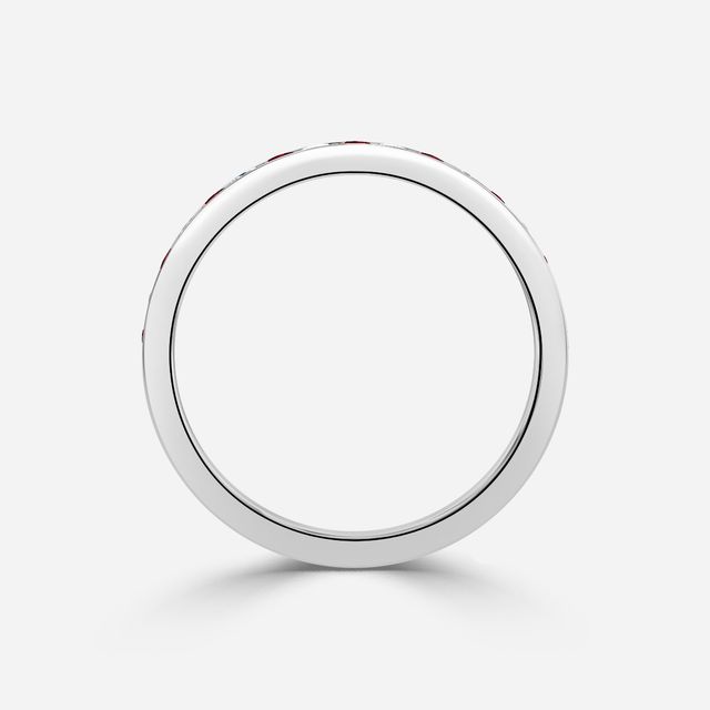 Princess Cut Ruby And Diamond Wedding Ring In Platinum
