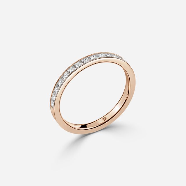 Princess Diamond Rose Gold Wedding Ring
