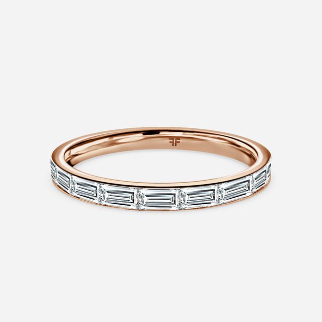 Baguette Cut Diamond Wedding Ring In Rose Gold