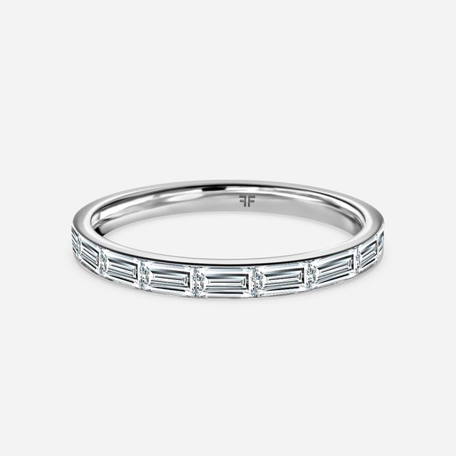 Baguette Cut Diamond Wedding Ring In  White Gold