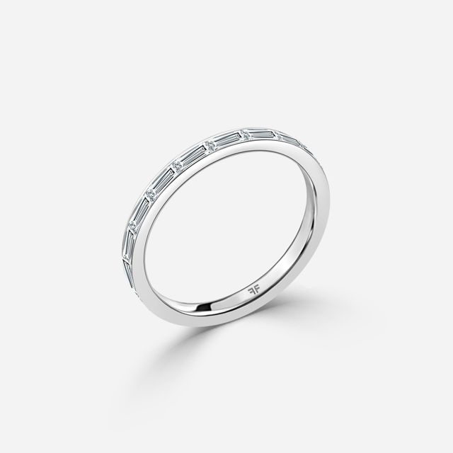 Baguette Cut Diamond Wedding Ring In  White Gold