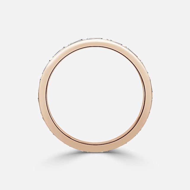 Baguette Cut Diamond Wedding Ring In Rose Gold