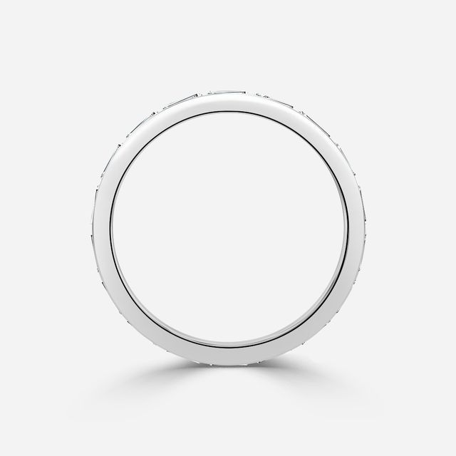 Baguette Cut Diamond Wedding Ring In  White Gold