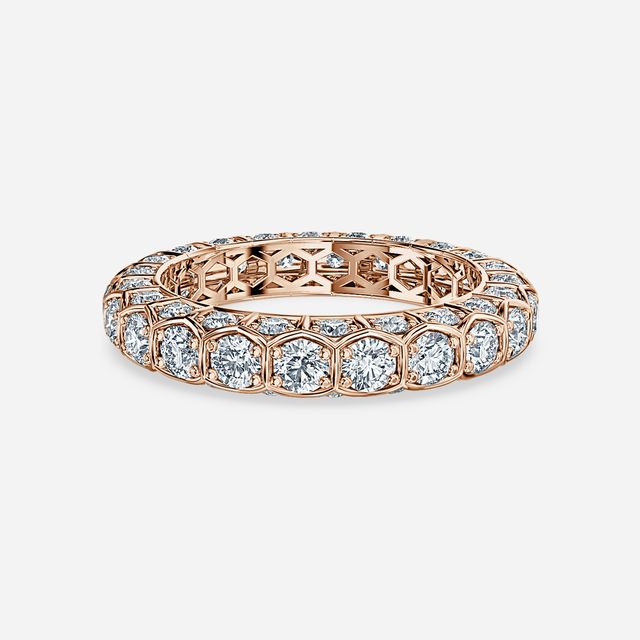 Hexa Diamond Wedding Ring In Rose Gold