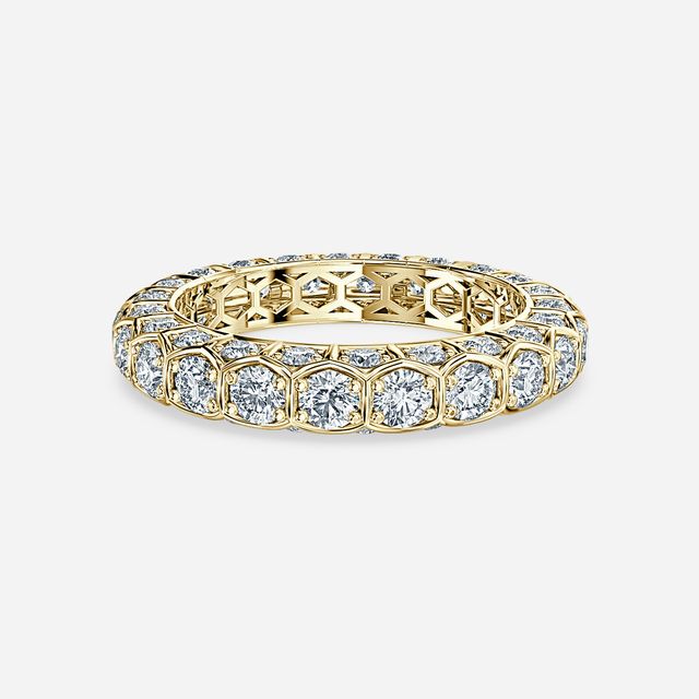 Hexa Diamond Wedding Ring In Yellow Gold