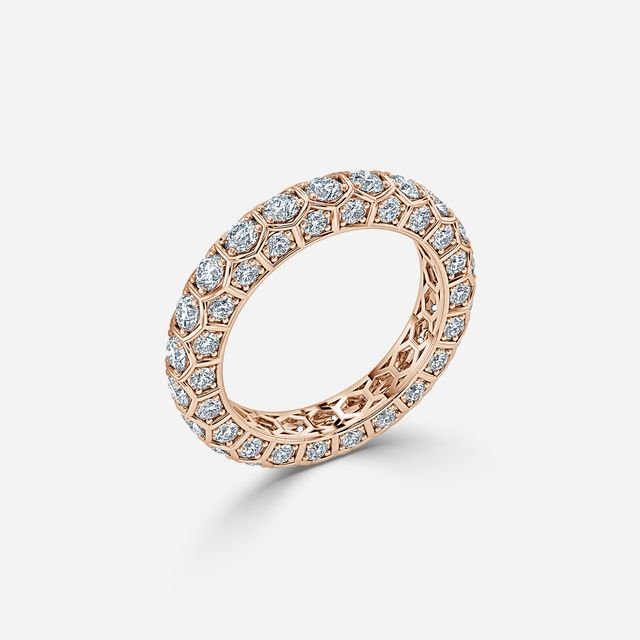 Hexa Diamond Wedding Ring In Rose Gold