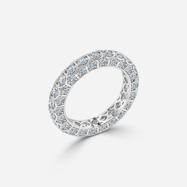 Hexa Diamond Wedding Ring In White Gold