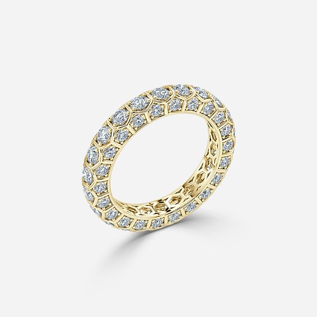 Hexa Diamond Wedding Ring In Yellow Gold