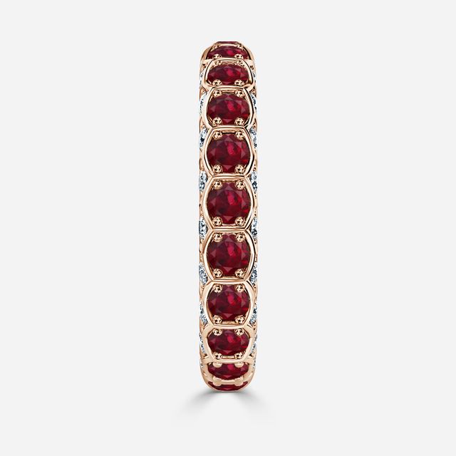 Hexa Ruby and Diamond Wedding Ring In Rose Gold