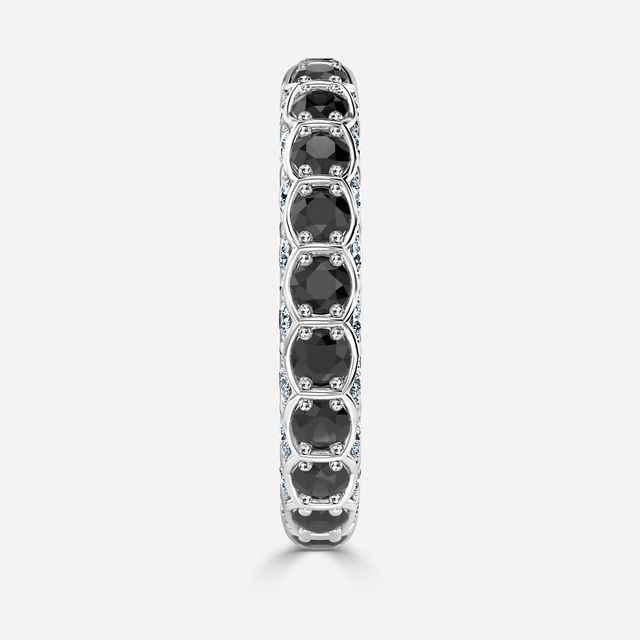 Hexa Black Diamond And Diamond Eternity Ring In Platinum