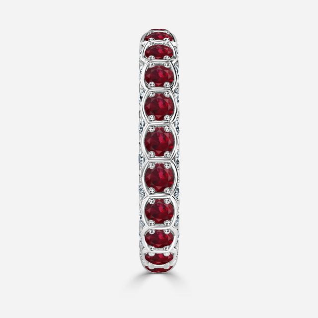 Hexa Ruby and Diamond Eternity Ring In Platinum