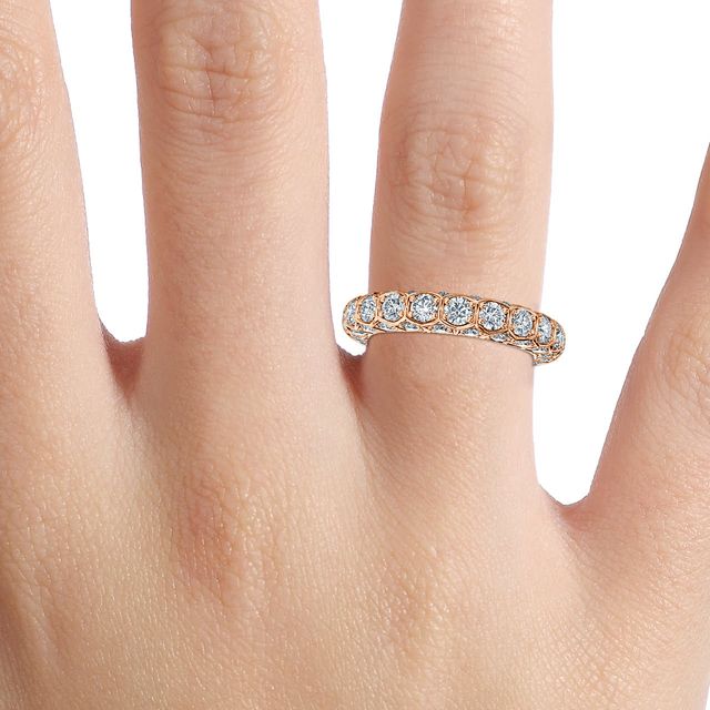 Hexa Diamond Wedding Ring In Rose Gold