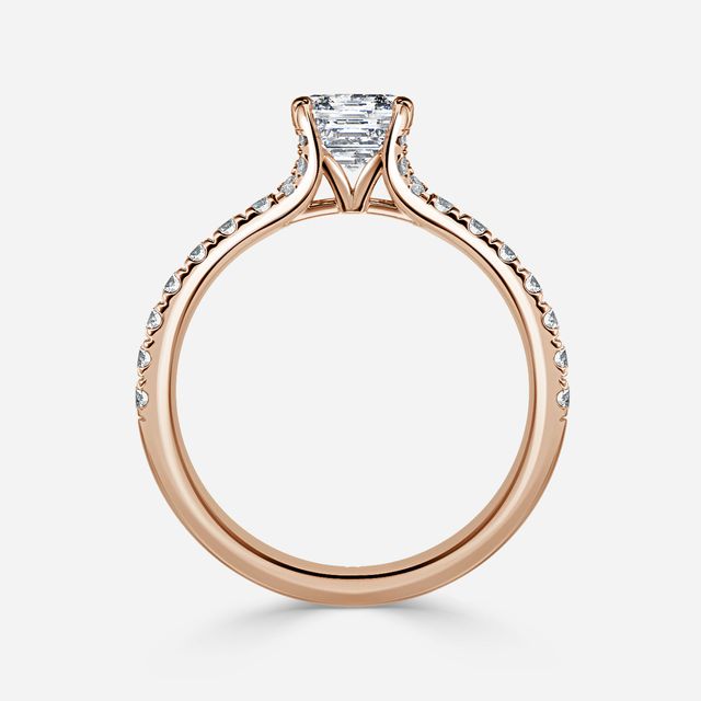 Firework Pave Rose Gold Engagement Ring