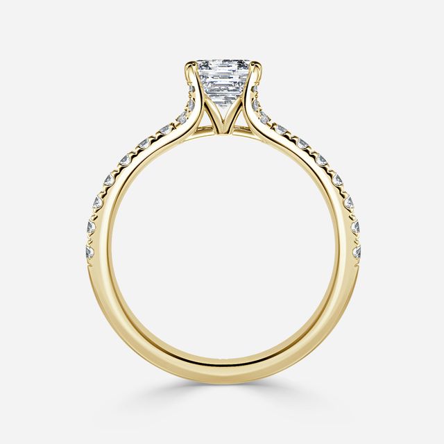 Firework Pave Yellow Gold Engagement Ring