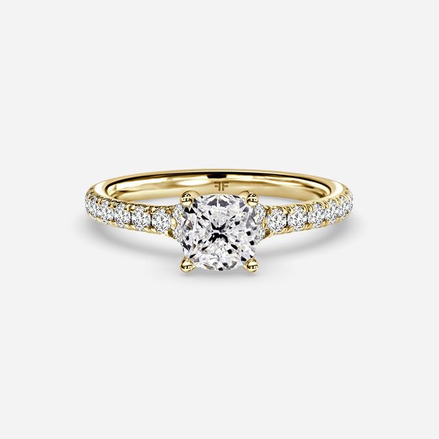 Firework Pave Yellow Gold Engagement Ring