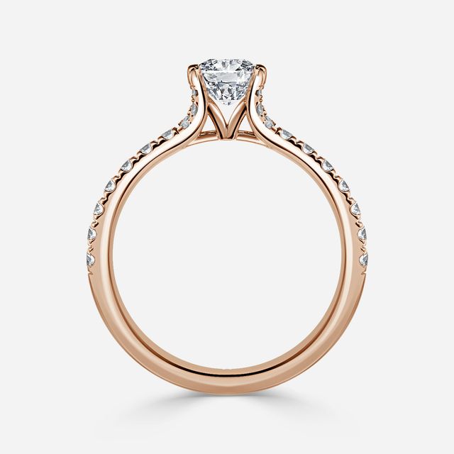 Firework Pave Rose Gold Engagement Ring