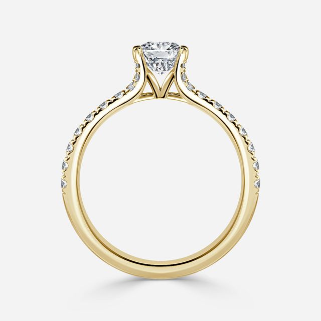 Firework Pave Yellow Gold Engagement Ring