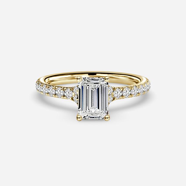 Firework Pave Yellow Gold Engagement Ring