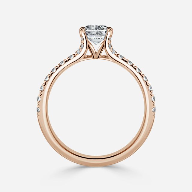 Firework Pave Rose Gold Engagement Ring