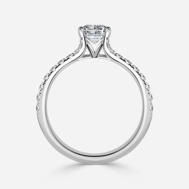 Firework Pave Platinum Engagement Ring