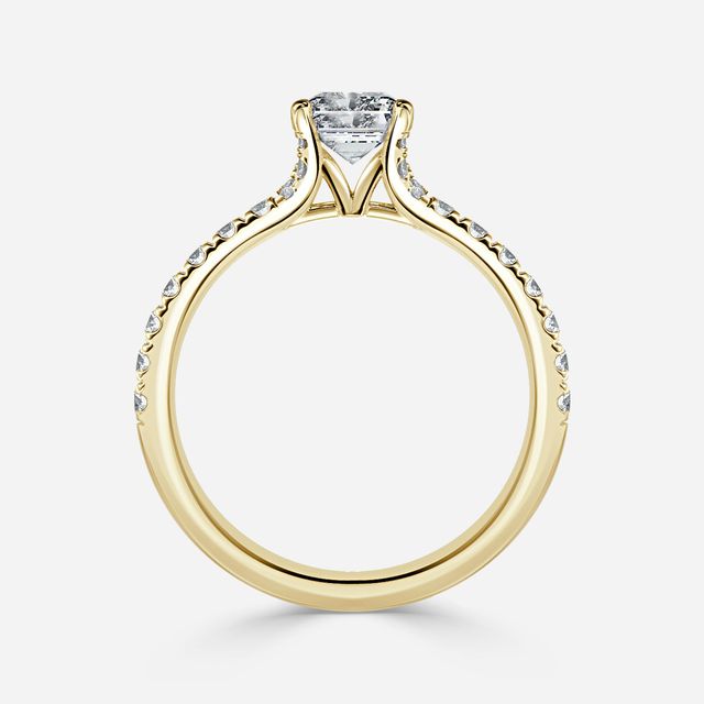 Firework Pave Yellow Gold Engagement Ring