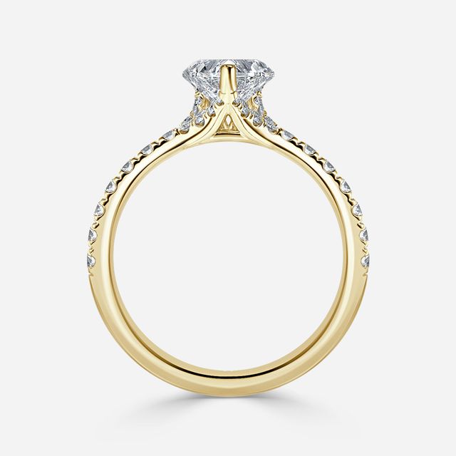 Firework Pave Yellow Gold Engagement Ring