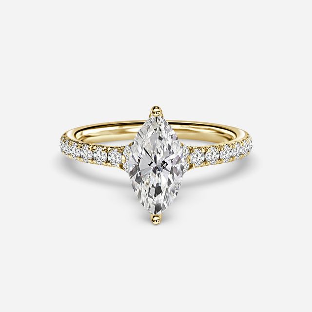 Firework Pave Yellow Gold Engagement Ring