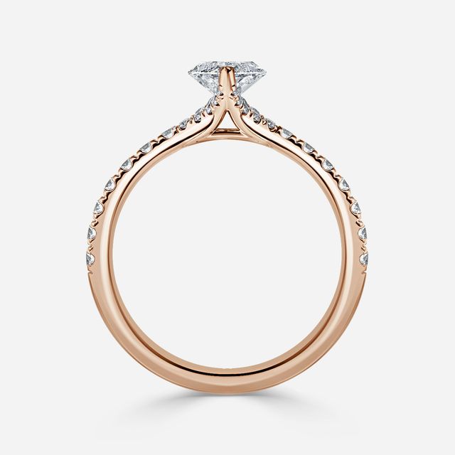 Firework Pave Rose Gold Engagement Ring