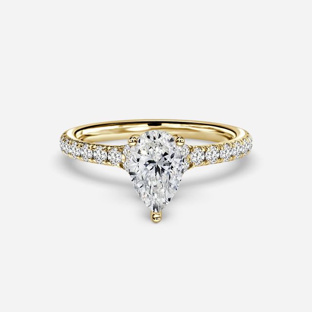 Firework Pave Yellow Gold Engagement Ring