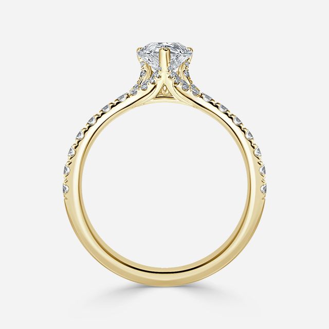 Firework Pave Yellow Gold Engagement Ring