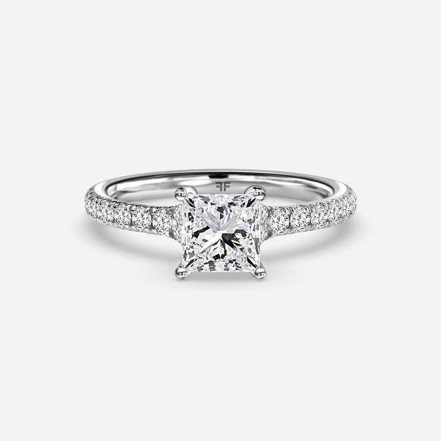 Firework Pave White Gold Engagement Ring