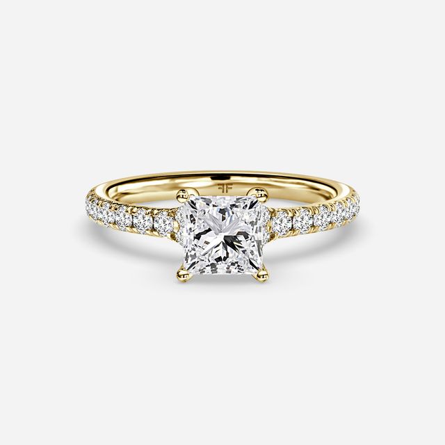 Firework Pave Yellow Gold Engagement Ring
