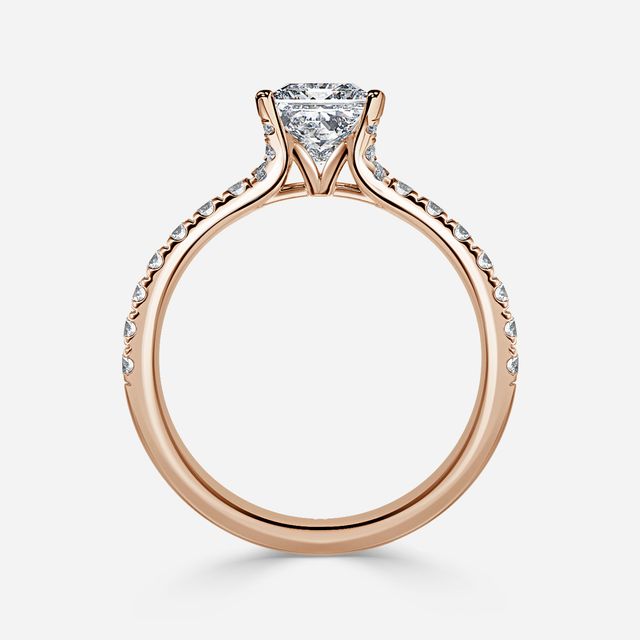 Firework Pave Rose Gold Engagement Ring