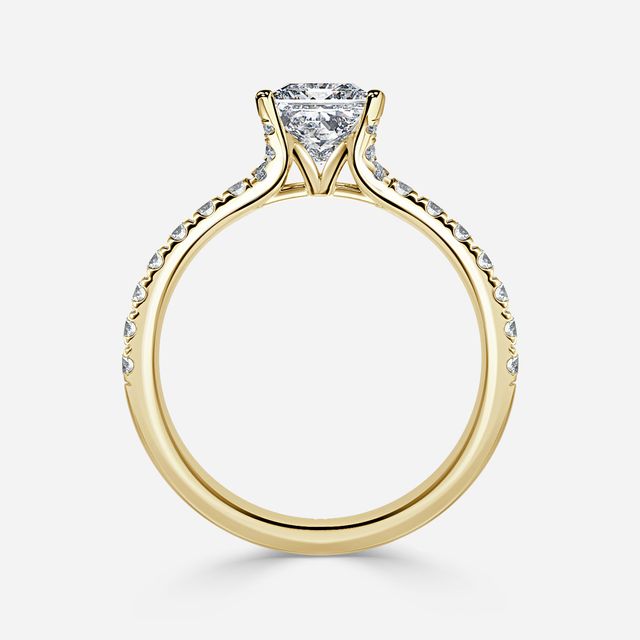 Firework Pave Yellow Gold Engagement Ring