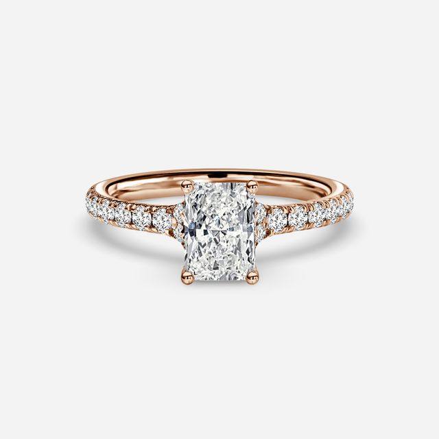 Firework Pave Rose Gold Engagement Ring